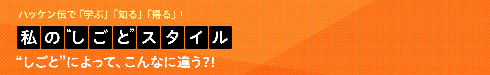 私の“しごと”スタイル “しごと”によって、こんなに違う？！